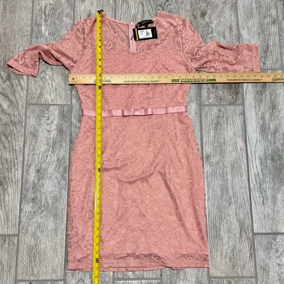 Miusol Women Stretch Lace Dress Large Blush Pink V-Neck Elle Woods Office Siren - Picture 8 of 11